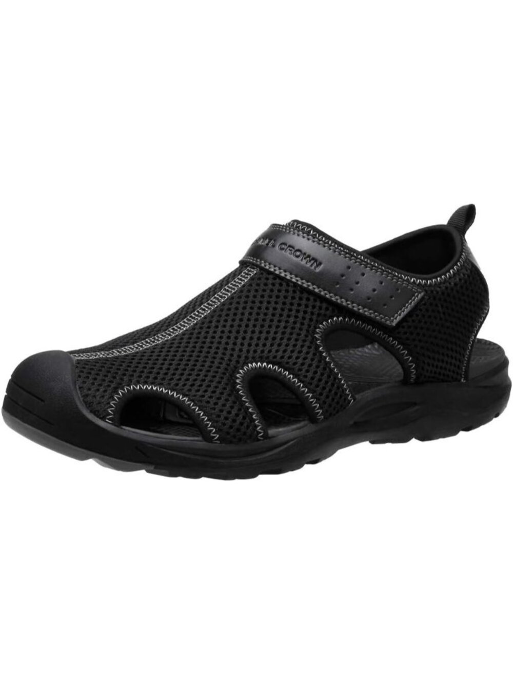 Men's All Black Mesh Hiking Sandals Closed-Toe Beach Sandal for Athletic Outdoor